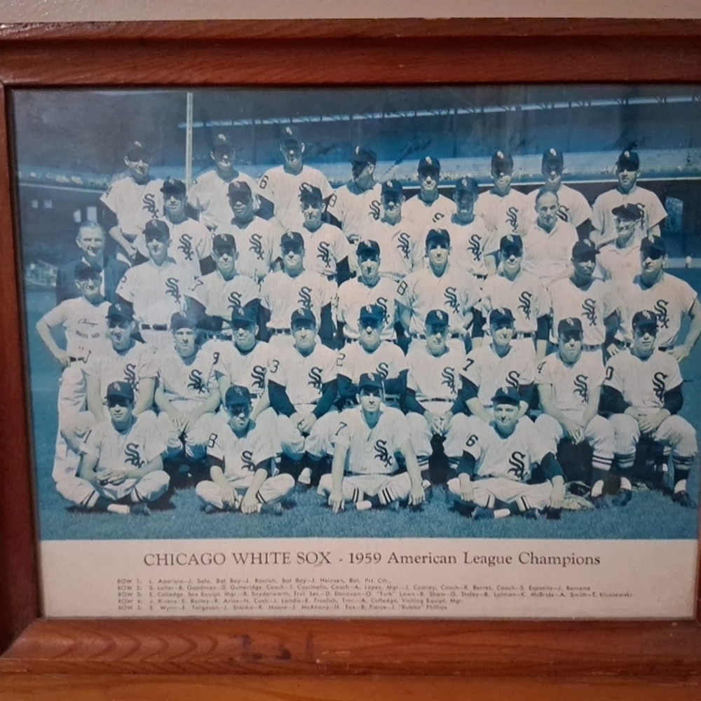 Vintage Chicago White Sox 1959 Team Photo in Wooden Frame 10 X 13 in.